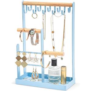 ProCase Portagioie Porta Collane da Tavolo, Espositori per Gioielli da Appendere, Appendi Gioielli Donna, Espositore Gioielli Portacollana Portagioielli per Orecchini Bracciali Anelli -Skyblue