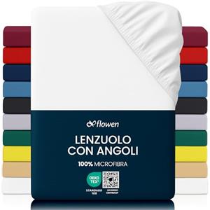 Flowen Lenzuola Matrimoniali con Angoli 160x190 cm Bianco in Microfibra per Letto con Materasso fino a 30cm Tessuto Anti-Acaro e Ipoallergenico di Alta Qualità Morbido e Lavabile in Lavatrice