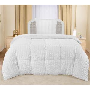 Utopia Bedding Seersucker Copripiumino Singolo - Copripiumino in microfibra 135x200 cm + Federa 80x80 cm - Bianco