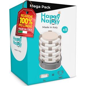 My Happy Nappy Ricariche -【Compatibili con Tommee Tippee Sangenic Tec, Simplee Sangenic e Twist & Click】- Super Ricariche X8 - Trattamento Anti-Odore EVOH Efficace a 7 Strati - Made in Italy