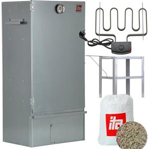 ITA Bruciatore elettrico 7001 - Set affumicatore con riscaldamento, tavolo - affumicatore con termometro - acciaio legato - qualità EU direttamente dal produttore - 81 cm con 3 piani