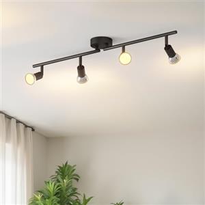 LVWIT Faretti LED da Soffitto Orientabili con 4 Luci GU10, Faretto da Interno Nero Moderna, Faretti Soffitto per Barra, Salotto,Cameretta, Cucina (Senza Lampadina)