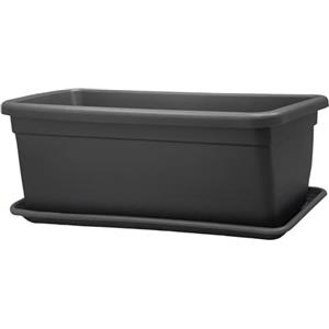 Sicignano Casalinghi Ingrosso Casalinghi Sicignano | Fioriera Rettangolare Plastica 100 cm con Sottofioriera, da Esterno, per Piante e Fiori - Resistente ai Raggi UV, Giardino Terrazzo, Made in Italy (1, Antracite)