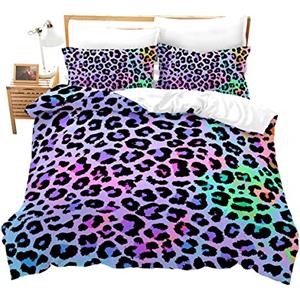 Loussiesd Set di biancheria da letto per letto singolo leopardato colorato leopardo set copripiumino Africa Cheetah morbido traspirante microfibra animaliere copertura con 1 federa cuscino