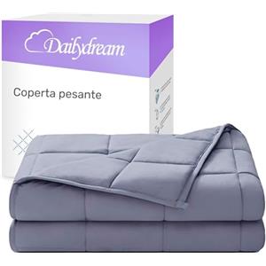 Dailydream Coperta ponderata terapeutica cotone, 6 kg, per adulti, 135 x 200 cm, grigio