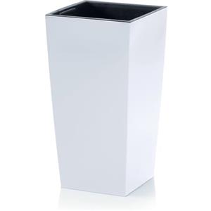IMJ-Global Vaso Fioriera per piante Fiori DURS H50 Liscio da interno esterno Quadrato Alto Bianco 26,6 Litri 26,5x26,5x50 cm design Moderno in plastica da balcone