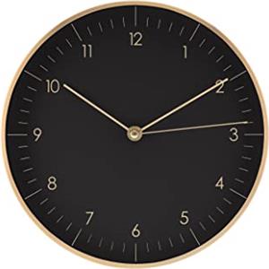 LUUK LIFESTYLE Orologio da Parete Moderno Silenzioso 24 cm, Regali Inaugurazione, Design Minimalista, Regalo casa nuova, Ideale per Cucina, Salotto, Soggiorno, Ufficio, Bagno, Nero e Oro