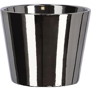 KOTARBAU® Vaso per fiori in ceramica, diametro 11 cm, smaltato lucido (1 pezzo, argento)