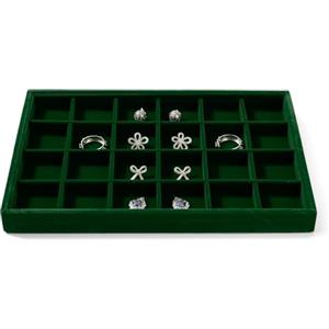 Oirlv Velluto Verde Vintage 24 Lattice Portagioie Per Orologi,Bracciali,Braccialetti, Gioielli,Anelli,Orecchini