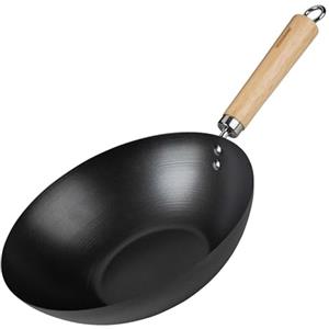 FACKELMANN Padella wok 26 cm - Wok per cucinare, stufare e arrostire - Adatto per fornelli a gas, in ceramica ed elettrici, manico in legno di acacia di alta qualità