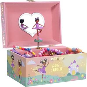 Jewelkeeper - Porta Gioielli da Ragazza con Ballerina Nera, Design Piccola Regina - Melodia Lago dei Cigni