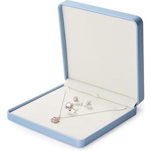 Oirlv Blu Pu Pelle Grande Set Di Stoccaggio Scatola Portagioie,San Valentino,Compleanno,Espositore per Gioielli