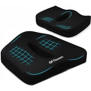 Flowen Cuscino Sedia Ufficio e Cuscino Auto Guidatore in Memory Foam HD per la Comodità e Sostengo del Coccige sul Sedile Seduta Ergonomica da Scrivania Studio/Gaming/Smart Working Cuscino Anatomico
