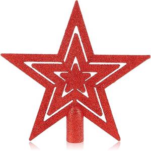 COM-FOUR® Stella glitterata per albero di Natale - Stella per albero di Natale - Puntale per albero di Natale per ogni albero di Natale - Stella di Natale infrangibile