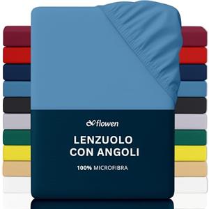 Flowen Lenzuola Matrimoniali con Angoli 150x190 cm Blu Navy in Microfibra per Letto con Materasso fino a 30cm Tessuto Anti-Acaro e Ipoallergenico di Alta Qualità Morbido e Lavabile in Lavatrice