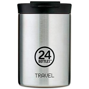 24Bottles TravelTumbler- Tazza Termica Caffe, Te, Bevande Acciaio Inox da Viaggio 350ml, Termos Caffè 100%Ermetico, Thermos 6hHot/24hCold, Borraccia Termica Mug Ecologica Design Italiano Brushed Steel