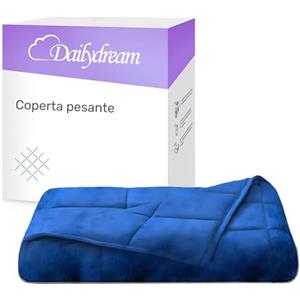 Dailydream Coperta ponderata per adulti, terapeutica, 135 x 200 cm, 4,5 kg, blu, pile morbido, con perle di vetro, trapunta ponderata, lenitiva e rilassante, peso fino a 52 kg