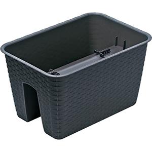 IMJ-Global Vaso per Fiori piante Rettangolare Ratolla Railing Square Decorativo in Plastica Alto 23 cm da interno esterno 27x40 cm Rettangolare Nero Design Moderno 13 Litri