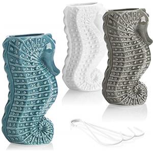 com-four® 3X umidificatore d'Aria in Ceramica - evaporatore a radiatore per umidificare l'aria della Stanza - evaporatore di Riscaldamento con Motivo Cavalluccio Marino (3 Pezzi - cavallucci marini)