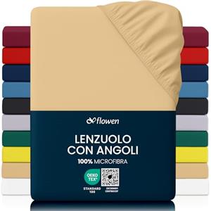 Flowen Lenzuola Matrimoniali con Angoli 150x200 cm Beige in Microfibra per Letto con Materasso fino a 30cm Tessuto Anti-Acaro e Ipoallergenico di Alta Qualità Morbido e Lavabile in Lavatrice