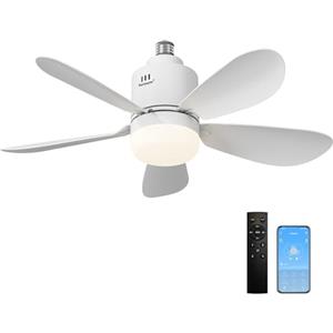 Sanweyter Ventilatore da Soffitto con Luce e Telecomando, 53cm Lampadario con Ventilatore da Soffitto 24W E27 Plafoniera Led Soffitto Silenziosa,4 Velocità per Camera da Letto, Cucina, Soggiorno