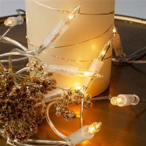 Hellum Catena luminosa interna per albero di Natale con 10 luci bianche calde, decorazione natalizia moderna con cavo trasparente e spina da 1,35 m, illuminazione per albero di Natale 831191