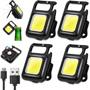 Miavogo Mini Torcia Led Ricaricabile, Set di 4 pezzi,Miavogo Torcia Portachiavi, Torcia Led Potente Professionale, Impermeabile, come Apribottiglie, con Magnete, Lampada da Lavoro Magnetica