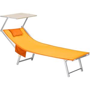 o-day Telo Mare Microfibra Deluxe con Tasche Laterali e Cuscino Gonfiabile Asciugamano Microfibra con Ganci per il Massimo Relax Estivo Telo da Mare 190x70cm (02-Arancione)