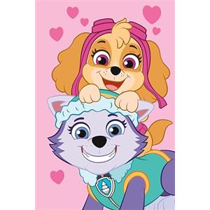 Jerry Fabrics Paw Patrol Coperta in pile con Skye Everest Cuori Cani Rosa 100 x 150 cm 100% Poliestere Nickelodeon