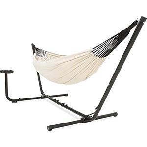 VITA5 Amaca da Giardino con Telaio per Ore di Rilassamento - Amaca per Due Persone Perfetta per Riposarsi Insieme - Amaca in Metallo Resistente e Duraturo con Porta Bicchiere - Amaca Sospesa Portatile