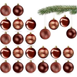 com-four® 20x palline di Natale, palline di plastica per Natale, decorazioni per l'albero di Natale con pendente, Ø 6 cm