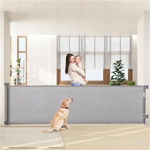HollyHOME Cancello retrattile per scale, 300 cm, extra largo, con una sola mano, cancelletto di sicurezza per bambini e animali domestici, per interni ed esterni, grigio