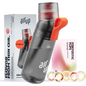 AIR UP® Borraccia Gen2 originale starter pack con cialde 5 gusti I Borraccia da 600ml con aromi senza zucchero I lavabile in lavastoviglie, senza BPA I in grigio