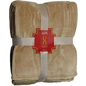 MiaSuite Plaid invernale in Pile anallergico, 130x160 cm - Beige - Effetto velluto lucente, design elegante, morbido al tatto, lavabile in lavatrice.