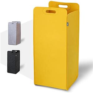 HENNEZ Cesta Porta Biancheria Sporca per Bagno in Feltro Gialla - Salvaspazio Cesto Porta Panni Sporchi