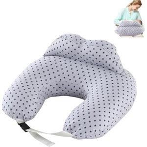 TOPCHANCES Cuscino Per Allattamento,Cuscino Gravidanza Multiuso Con Rivestimento In Cotone100% Cuscino Per Per L'allattamento Al Seno A Forma Di U,Cuscino Neonato Lavabile(Stella Grigia)