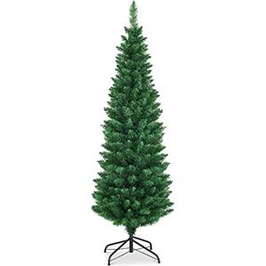 SOARS Albero di Natale Slim, Albero Natale Artificiale in PVC di Alta Qualità, Struttura a Cerniera con Base Metallica Robusta, 400 Rami, Senza Luci, per Casa, Ufficio, Negozio, Verde (180 CM)