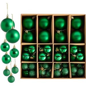 THE TWIDDLERS - Set da 50 Palline di Natale Verde - Diverse Dimensioni e Finiture - 6cm, 4cm, 3cm - Opache, Lucide e Glitterate per Decorazione dell'Albero
