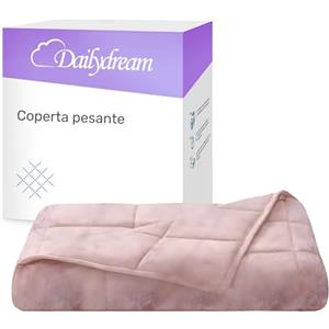 Dailydream Terapia, coperta pesante, 135 x 200 cm, 4,5 kg, rosa, in morbido pile, con imbottitura in perle di vetro, coperta pesante per dormire, peso corporeo fino a 52 kg