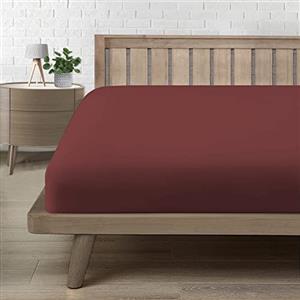 Poligino Lenzuolo Sotto con Angoli Matrimoniale 160, Lenzuolo in Premium Microfibra Certifié Oeko-TEX®, Lenzuola Letto Matrimoniale Confortevole Morbido Traspirante Bordeaux 160x190/200 H30 cm