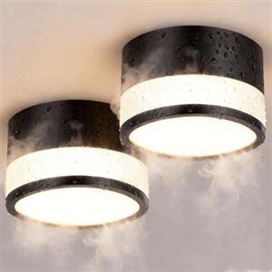 ZIZZLER 2 Faretti Led Neri da Soffitto, IP44 Faretto per Cucina Interni Corridoio, 12W 1100LM, Plafoniera Rotondi Soffitto Soggiorno, Luce Calda, Bathroom Spot Lights Ceiling, 10cm
