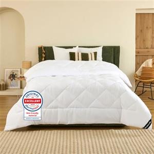 DREAMWAY Piumino Letto Matrimoniale 220x240 cm 4 Stagioni - Trapunta in Microfibra 300 gsm Morbida e Traspirante per Autunno/Inverno - Bianco, Certificata Oeko-Tex, Lavabile in Lavatrice