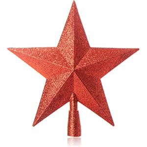Com-four® Puntale a Forma di Stella Rossa per Albero di Natale - Decorazione Tradizionale per la Punta dell'Albero