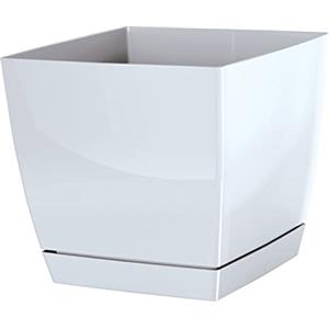IMJ-Global Vaso per Fiori piante Quadrato Coubi Square Decorativo in Plastica Alto 22 cm da interno esterno 24x24 cm Quadrato Bianco Design Moderno 8 Litri