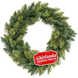 Avilia - Ghirlanda Natalizia Verde Ø40 cm con Rami Densi e Realistici per Decorazioni di Natale Versatili da Parete o Porta, Ideale come Base per Addobbi e Lucine Riutilizzabile e Senza Odore
