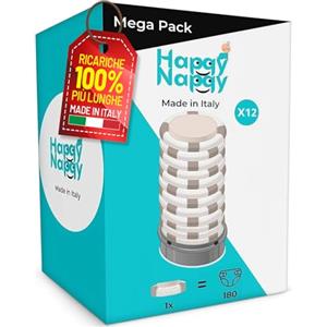 My Happy Nappy Ricariche -【Compatibili con Tommee Tippee Sangenic Tec, Simplee Sangenic e Twist & Click】- Super Ricariche X12 - Trattamento Anti-Odore EVOH Efficace a 7 Strati - Made in Italy