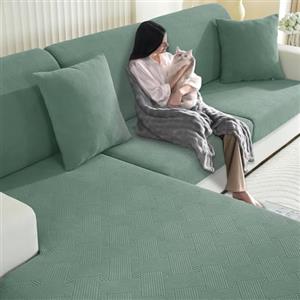YSTELLAA Copriseduta Divano Elasticizzato, Copri Seduta Divano Antiscivolo, Universale Copridivano Cuscini Separati, Sofa Seat Cover Lavabili(1 Posto, Verde Chiaro)