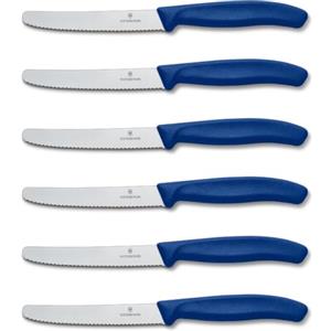 Victorinox Swiss Classic set 6 coltelli da tavola seghettati, coltelli da pane, 11 cm, acciaio inox, lavabile in lavastoviglie, Swiss Made, blu