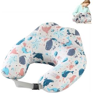 TOPCHANCES Cuscino Per Allattamento,Cuscino Gravidanza Multiuso Con Rivestimento In Cotone100% Cuscino Per Per L'allattamento Al Seno A Forma Di U,Cuscino Neonato Lavabile(mondo subacqueo)
