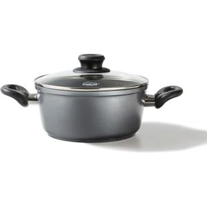 STONELINE Pentola 20 cm con Coperchio, Casseruola Antiaderente in Alluminio Pressofuso, Pentola Induzione con Rivestimento Antiaderente con Vere Particelle di Pietra, Tutti i Piani Cottura